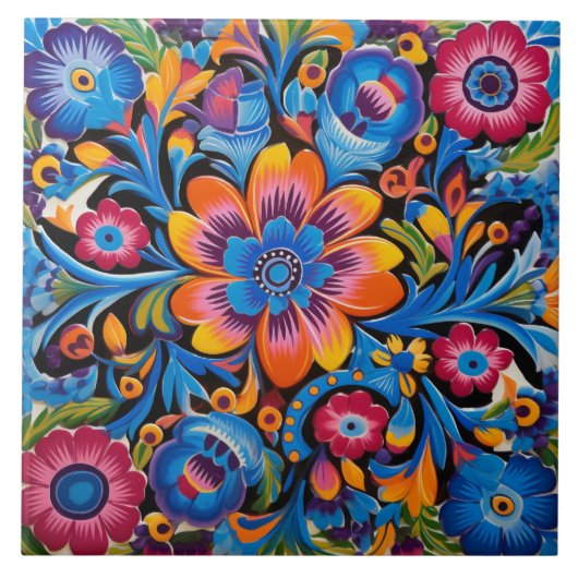 Mexicaanse stijl thema patroon tegeltje (Voorkant)