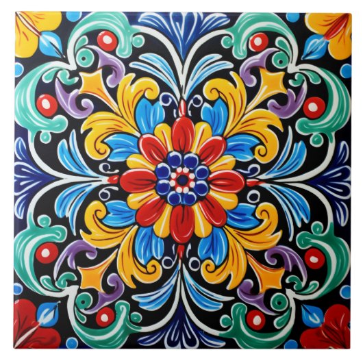 Mexicaanse stijl thema patroon tegeltje (Voorkant)