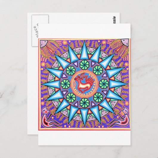 Mexicaanse String Art Geometric Sun Briefkaart (Voorkant / Achterkant)