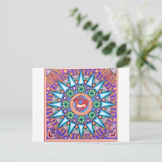Mexicaanse String Art Geometric Sun Briefkaart (Staand voorkant)