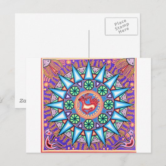 Mexicaanse String Art Geometric Sun Briefkaart (Voorkant / Achterkant)