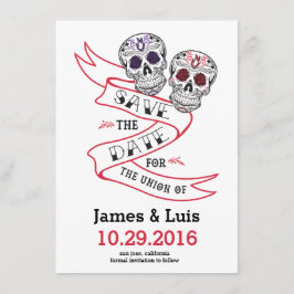 Mexicaanse Sugar Skull Wedding Save the date 4.5x6