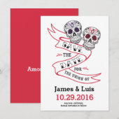 Mexicaanse Sugar Skull Wedding Save the date 4.5x6 (Voorkant / Achterkant)