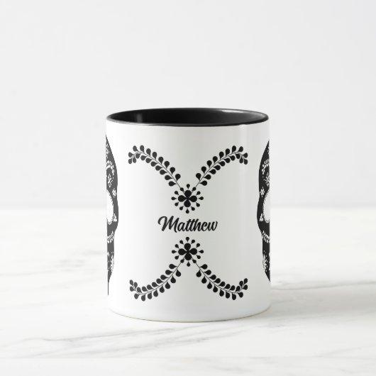 Mexicaanse suikerriet zwarte en witte schedel met  mok (Midden)