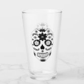 Mexicaanse suikerschedel 2 zwart-wit glas (Achterkant)