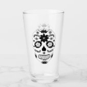 Mexicaanse suikerschedel 2 zwart-wit glas (Voorkant)