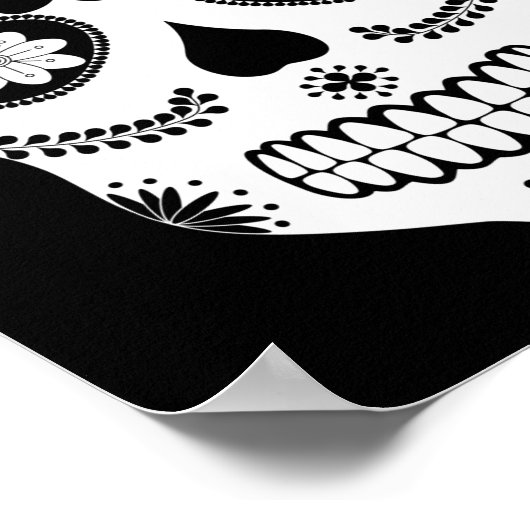 Mexicaanse suikerschedel 2 zwart-wit Poster (Hoek)