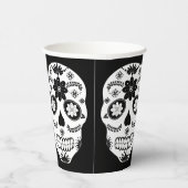 Mexicaanse suikerschedel 2 zwarte en witte kopjes papieren bekers (Rechts)