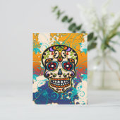 Mexicaanse suikerschedel, dag van de dood briefkaart (Staand voorkant)