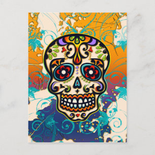Mexicaanse suikerschedel, dag van de dood briefkaart