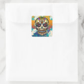 Mexicaanse suikerschedel, dag van de dood vierkante sticker (Tas)