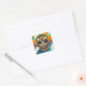 Mexicaanse suikerschedel, dag van de dood vierkante sticker (Envelop)