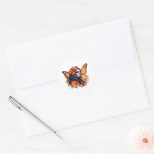 Mexicaanse suikerschedel La Calavera Catrina Stick Ronde Sticker