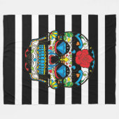 Mexicaanse suikerschedel met zwarte strepen fleece deken (Voorkant (Horizontaal))