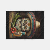Mexicaanse Suikerschedel Tequila Sombrero Cinco De Fleece Deken (Voorkant (Horizontaal))