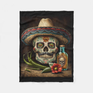 Mexicaanse Suikerschedel Tequila Sombrero Cinco De Fleece Deken