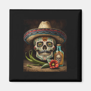 Mexicaanse Suikerschedel Tequila Sombrero Cinco De Magneet