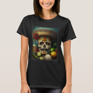 Mexicaanse Suikerschedel Tequila Sombrero Cinco De T-shirt