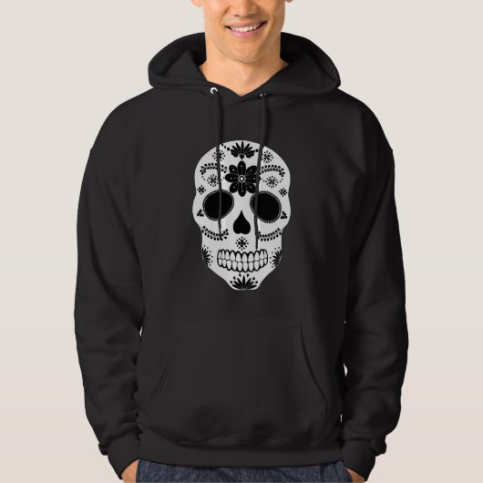 Mexicaanse Suikerschedel zwart en wit Hoodie (Voorkant)