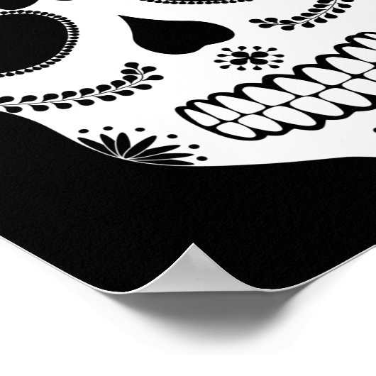 Mexicaanse Suikerschedel zwart en wit Poster (Hoek)