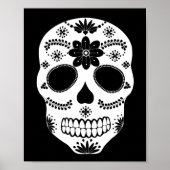 Mexicaanse Suikerschedel zwart en wit Poster (Voorkant)