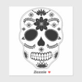 Mexicaanse suikerschedel zwart-witte Sticker (Vel)