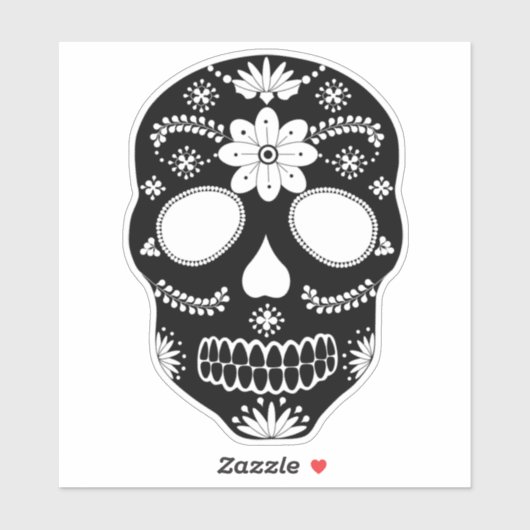 Mexicaanse suikerschedel zwart-witte Sticker (Vel)