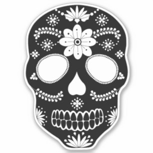 Mexicaanse suikerschedel zwart-witte Sticker