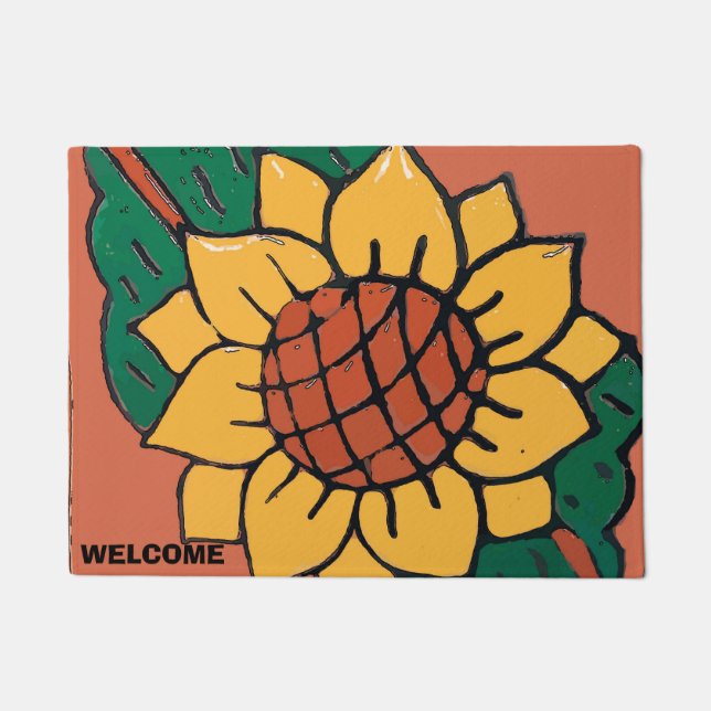 Mexicaanse Sun Flower Tegel Style Country Vloermat Deurmat (Voorkant)