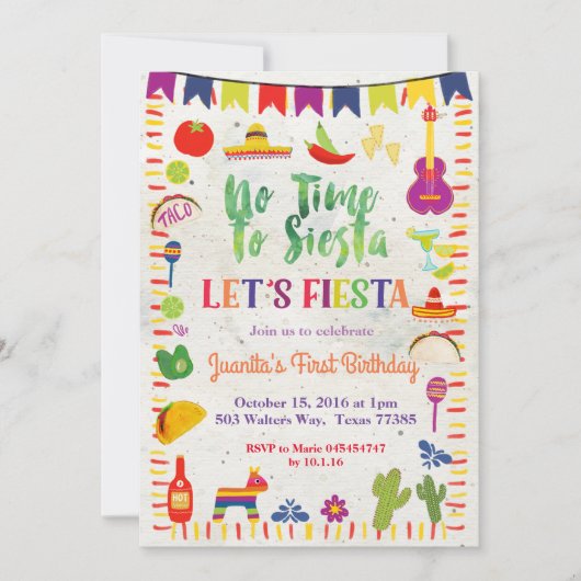 Mexicaanse Taco 1e verjaardag Uitnodiging (Voorkant)