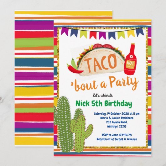Mexicaanse Taco Bout a Party Birthday Uitnodiging