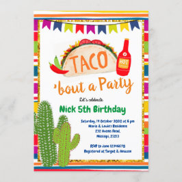 Mexicaanse Taco Bout a Party Birthday Uitnodiging