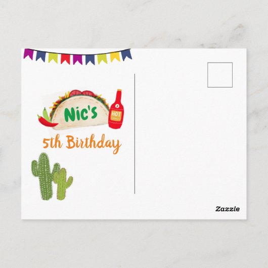 Mexicaanse Taco Bout a Party Birthday Uitnodiging (Achterkant)