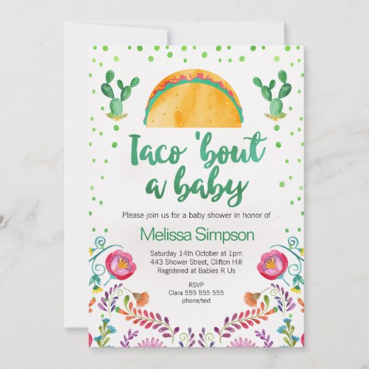 Mexicaanse Taco Bout een uitnodiging tot Baby show (Voorkant)