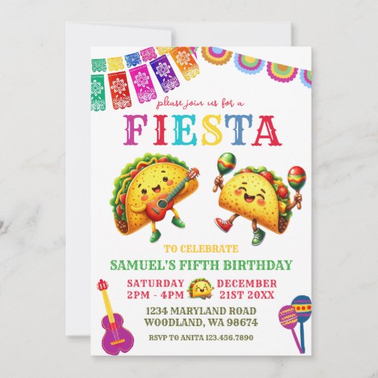 Mexicaanse Taco Fiesta verjaardagsfeest Kaart (Voorkant)