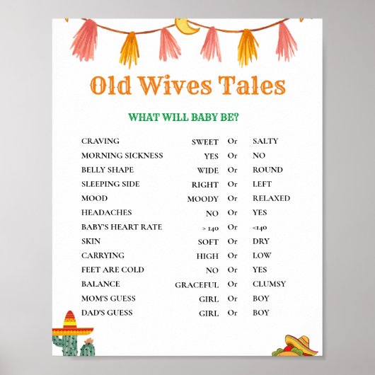 Mexicaanse Taco Oude WiVes Tales Baby shower Spel  Poster (Voorkant)