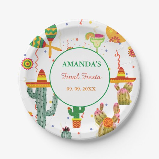 Mexicaanse Taco Over Liefde Bachelorette Party Fav Papieren Bordje (Voorkant)