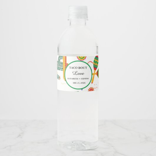 Mexicaanse Taco Over Liefde Final Fiesta Vrijgezel Waterfles Etiket (Voorkant)