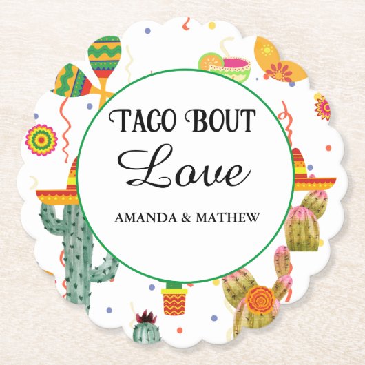 Mexicaanse Taco Over Liefde Vrijgezellenfeest Part Kartonnen Onderzetters (Voorkant)