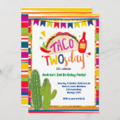 Mexicaanse Taco Twosday Birthday Uitnodiging (Voorkant / Achterkant)