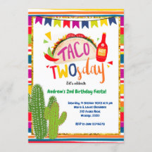 Mexicaanse Taco Twosday Birthday Uitnodiging
