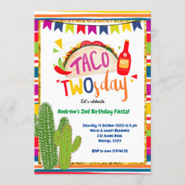 Mexicaanse Taco Twosday Birthday Uitnodiging