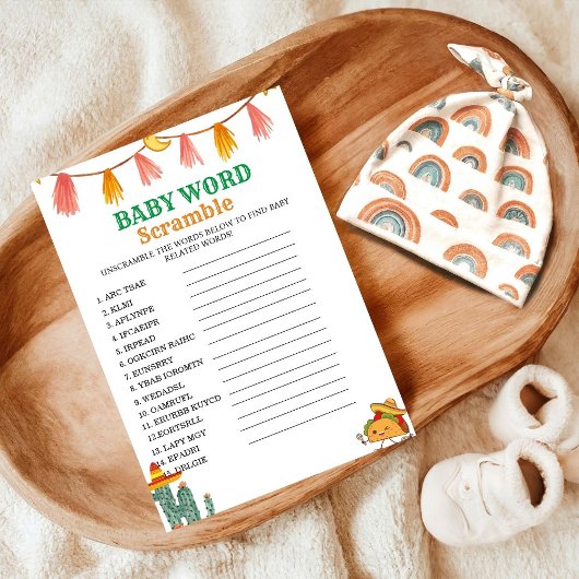 Mexicaanse Taco woord scramble baby shower spel ka Kaart