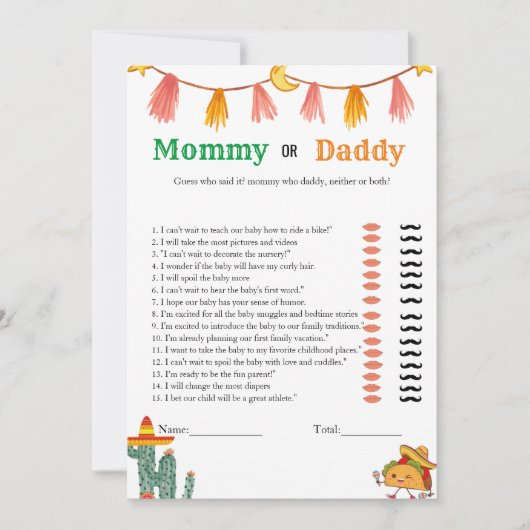 Mexicaanse Tacos baby trait baby shower spel Kaart (Voorkant)