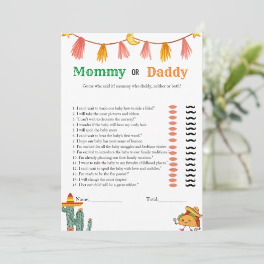 Mexicaanse Tacos baby trait baby shower spel Kaart (Staand voorkant)