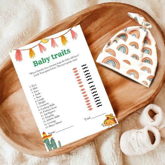 Mexicaanse Tacos baby trait baby shower spel Kaart