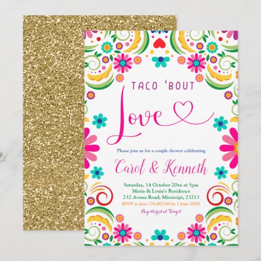 Mexicaanse Taco's bout Love Couple Shower Uitnodig Kaart (Voorkant / Achterkant)