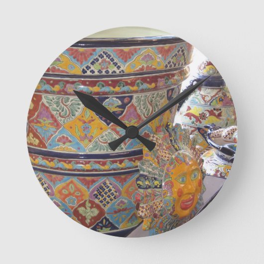 Mexicaanse Talavera-achtige aardewerk Ronde Klok (Voorkant)