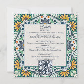Mexicaanse Talavera Azulejo elegante bruiloft met  Kaart (Achterkant)