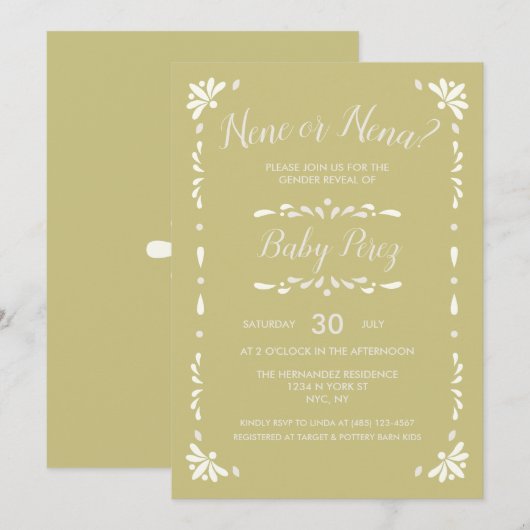 Mexicaanse Talavera Baby Uitnodiging (Voorkant / Achterkant)